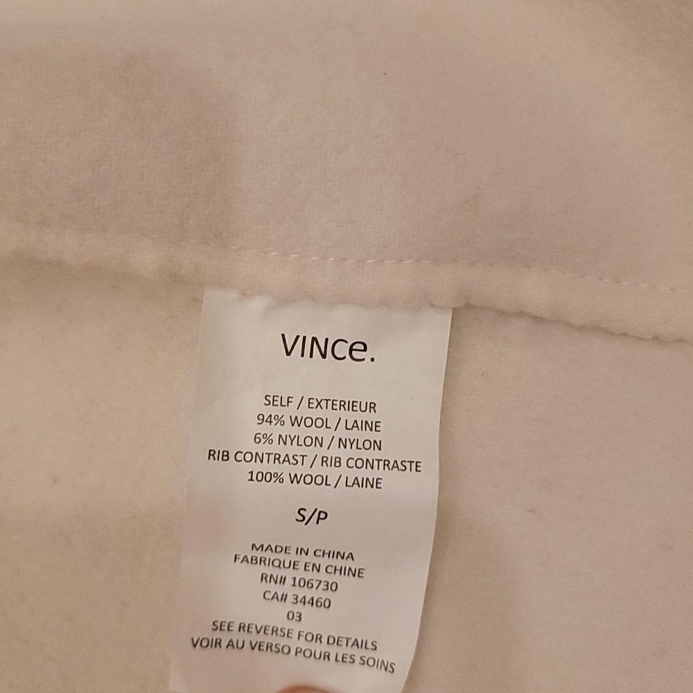 VINCE size S cream wool jacket - Picture 9 of 11